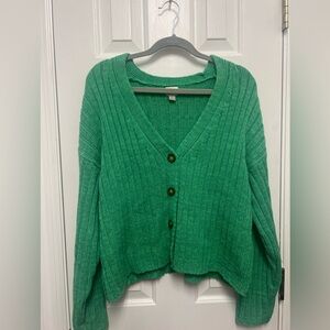 A New Day Green Cardigan with Tortoise Buttons